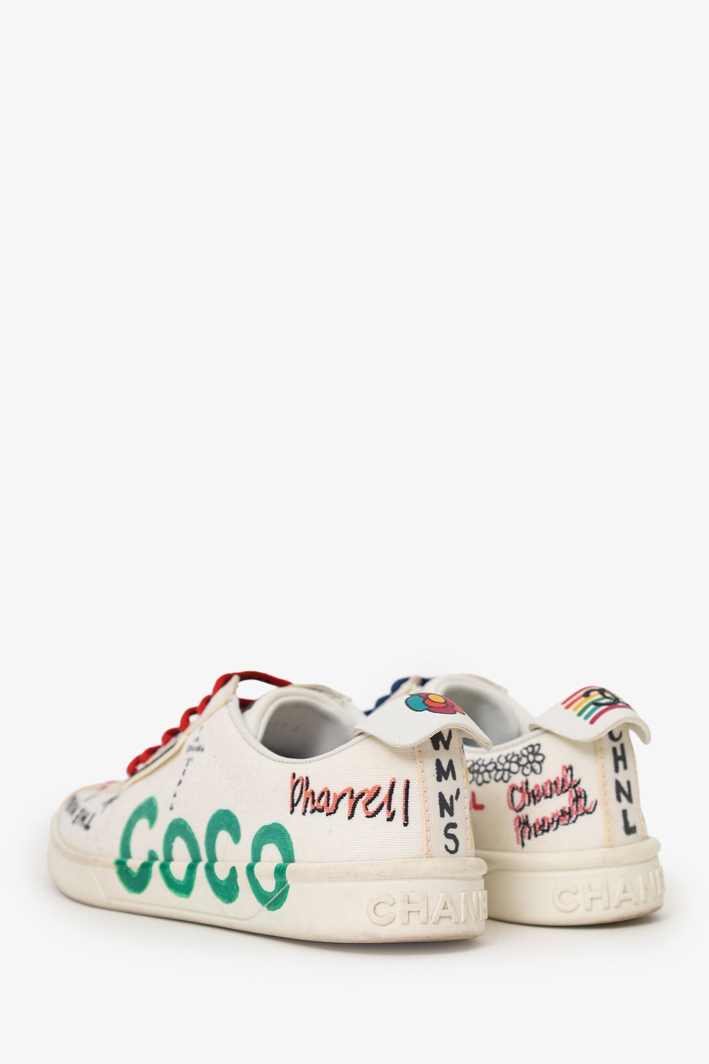 Chanel™ X Pharrell Canvas Printed Low Top Sneakers Size 37