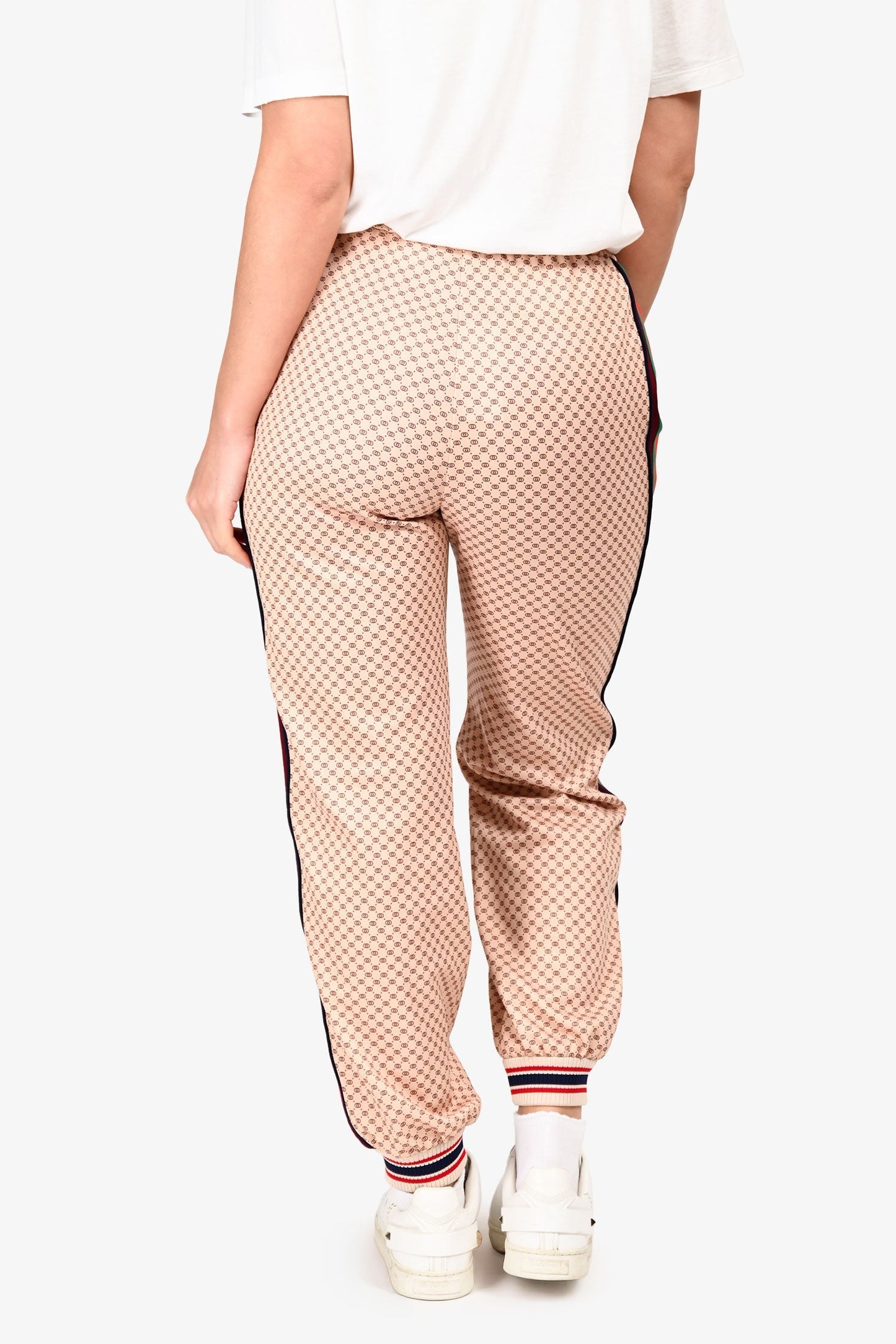 Gucci Cream/Burgundy GG Web Side Track Pants Size XS