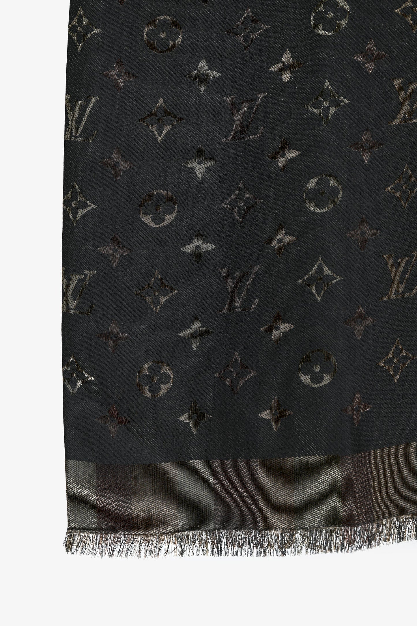 Louis Vuitton Silk Black 'So Shine Monogram' Shawl
