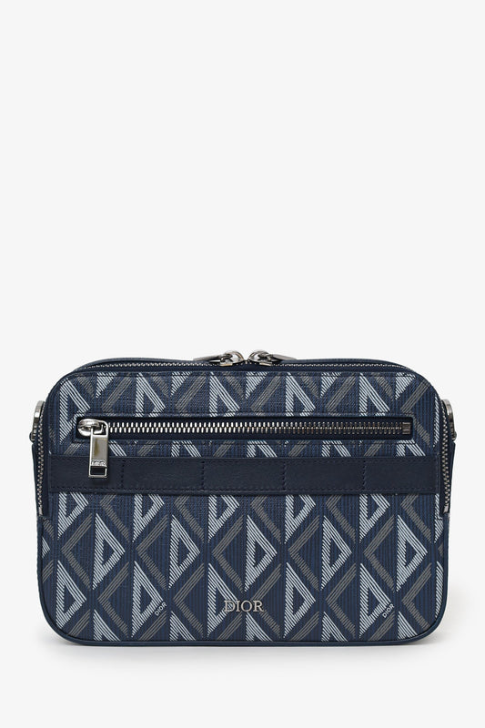 Christian Dior 2023 Navy Coated Canvas CD Diamond Safari Messenger