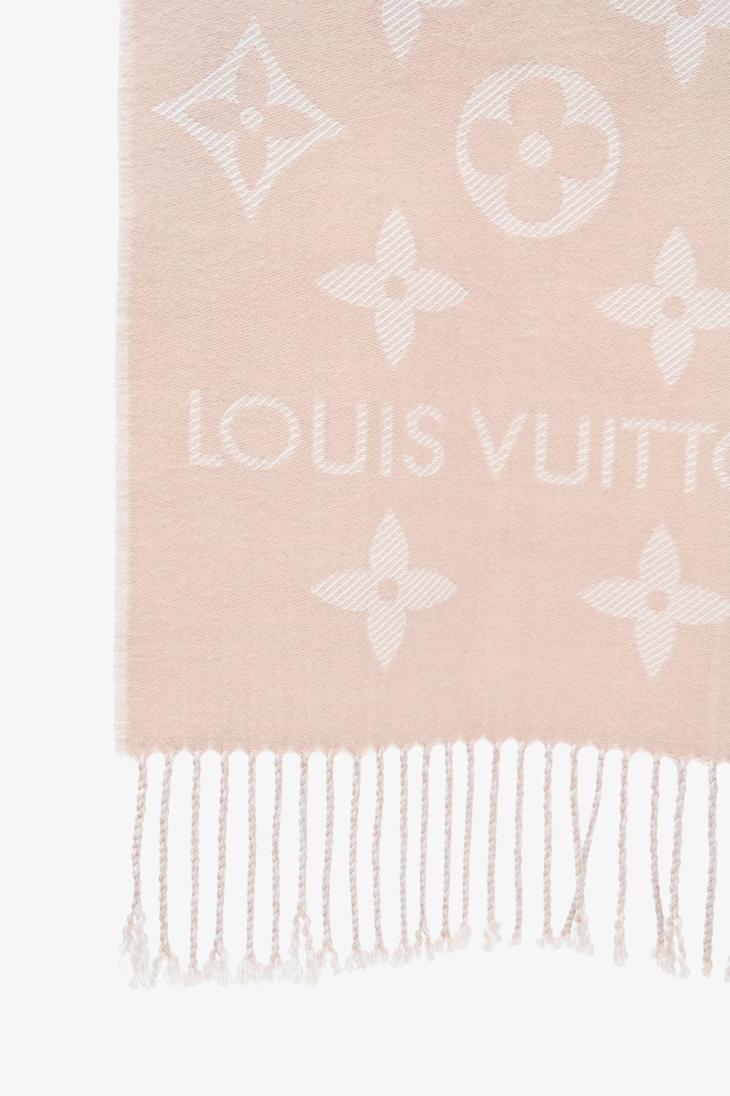 Louis Vuitton Pink Wool Monogram Logo Scarf