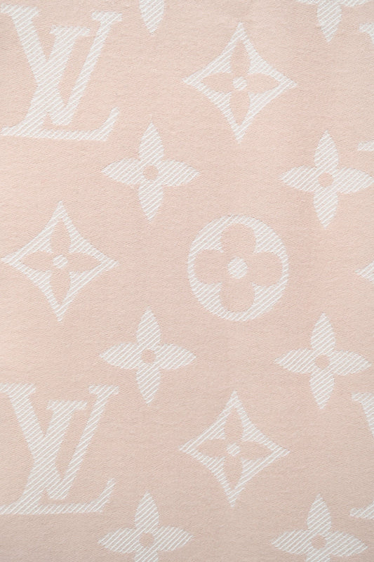 Louis Vuitton Pink Wool Monogram Logo Scarf