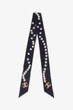 Chanel™ Navy Silk Pearl Print Twilly