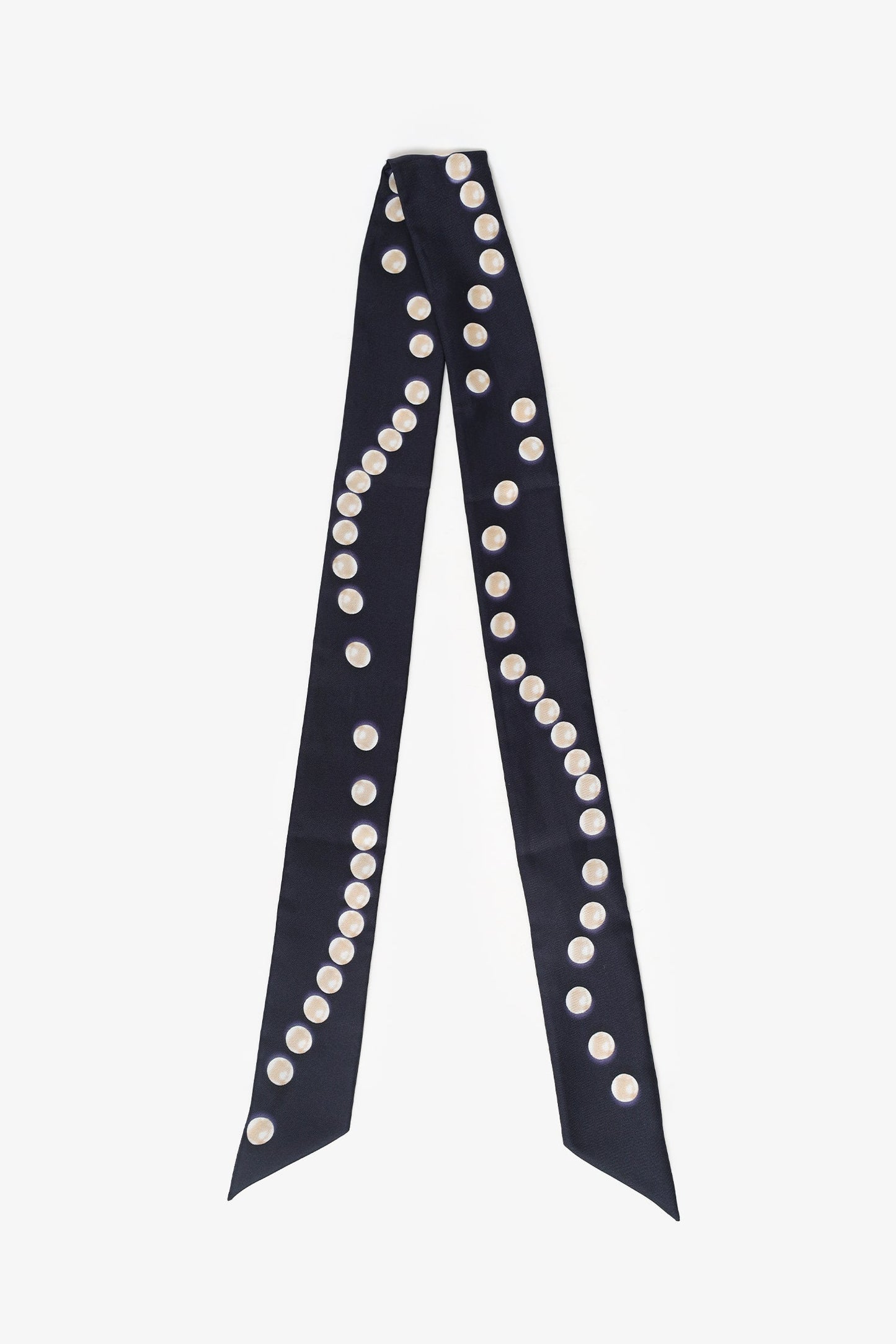 Chanel™ Navy Silk Pearl Print Twilly