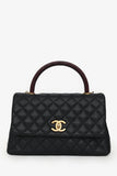 Chanel™ 2017/18 Black Caviar Lizard Medium Coco Top Handle Bag Gold Hardware