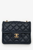 Chanel™ 2021 Navy Quilted Caviar Mini Sweet Classic Flap Bag