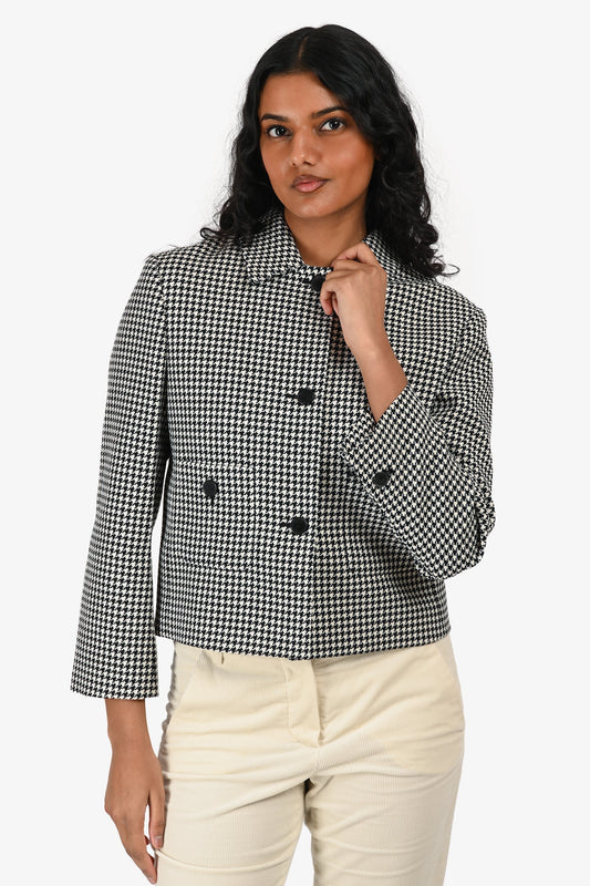 Christian Dior Black/White Wool Houndstooth Evening Jacket Size 36 w/ Tags