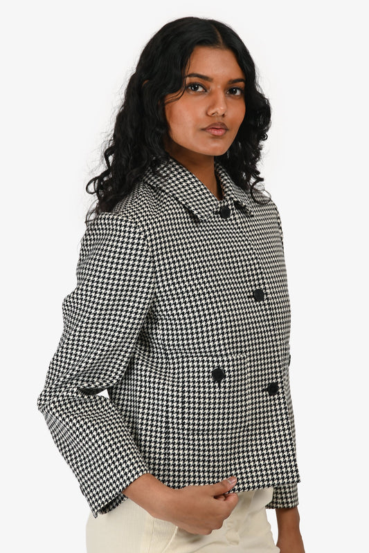 Christian Dior Black/White Wool Houndstooth Evening Jacket Size 36 w/ Tags