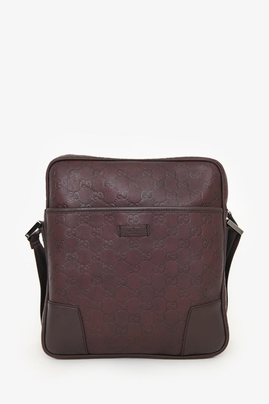 Gucci Burgundy Leather Guccissima Messenger Crossbody