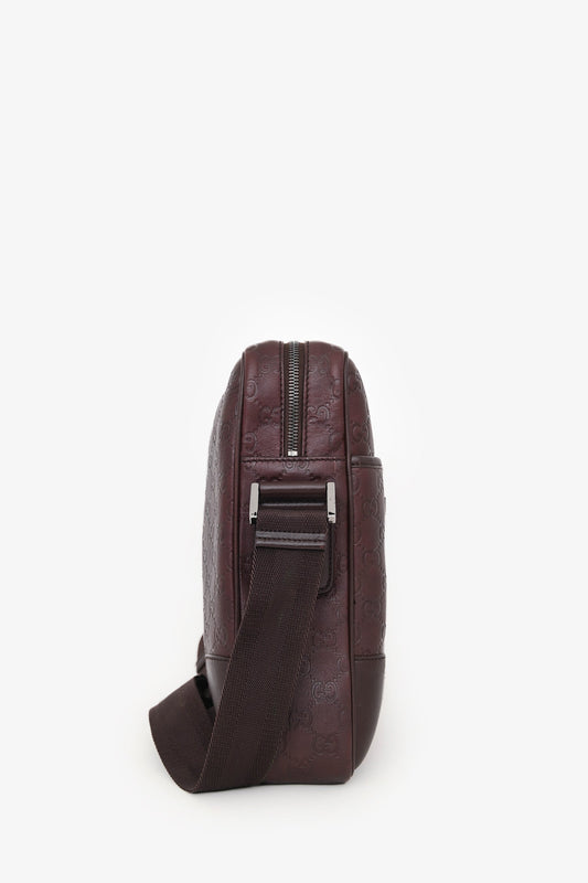 Gucci Burgundy Leather Guccissima Messenger Crossbody