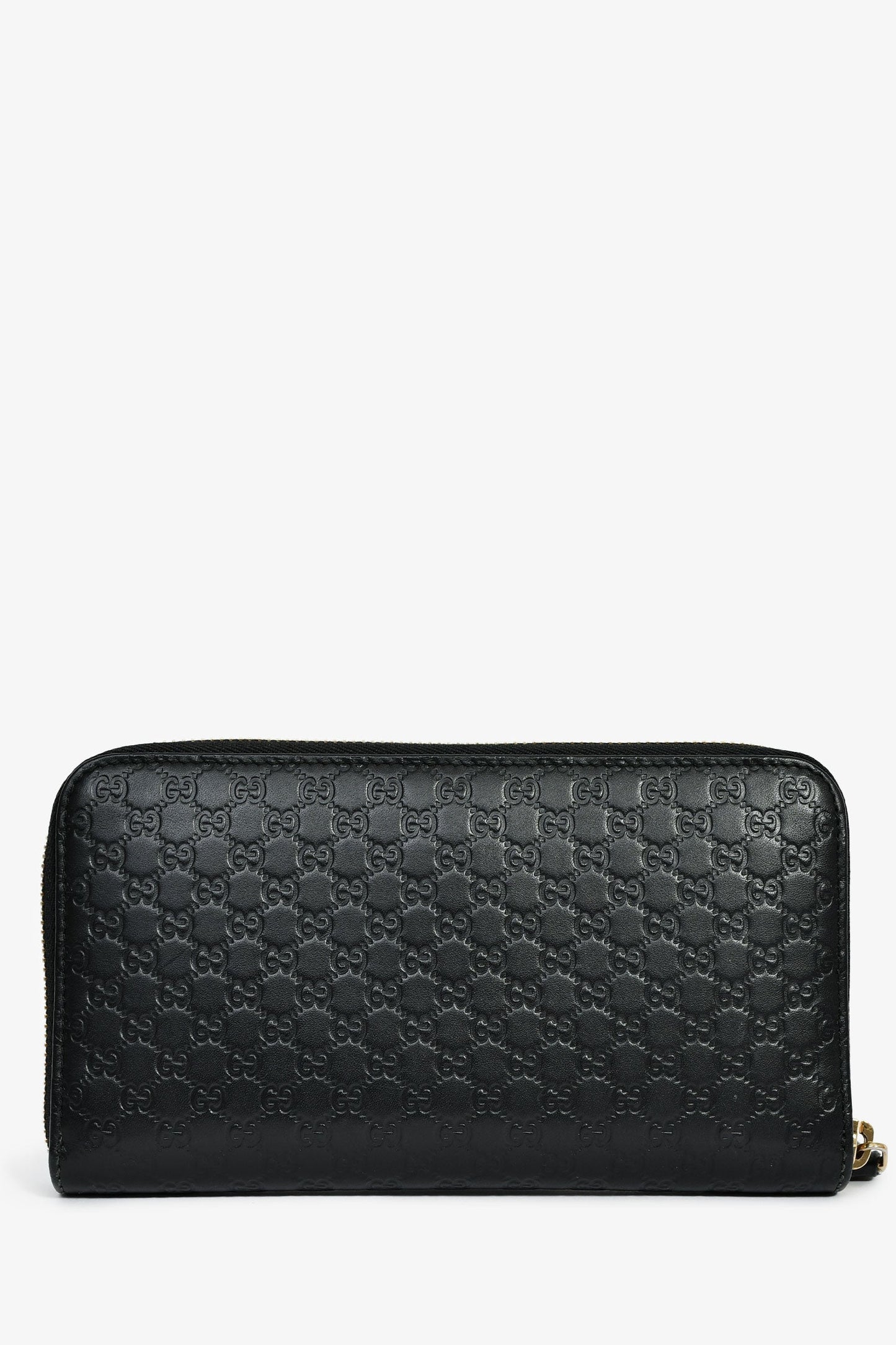 Gucci Black Leather Microguccissima Zip Around Wallet
