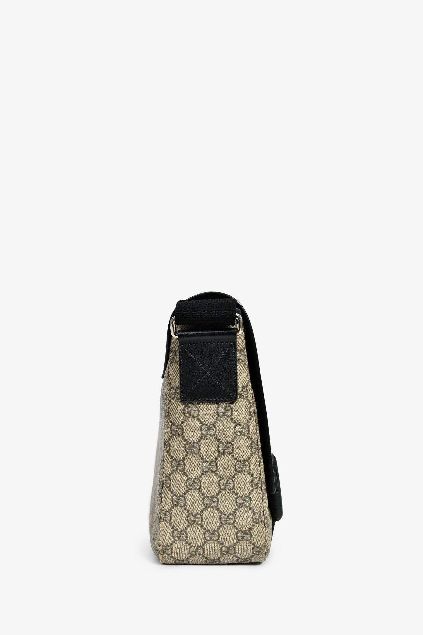 Gucci Brown/Black GG Supreme Web Detail Messenger Bag