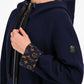 Louis Vuitton 2019 Navy Wool Monogram Detail Hooded Coat Size 40