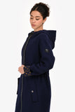 Louis Vuitton 2019 Navy Wool Monogram Detail Hooded Coat Size 40