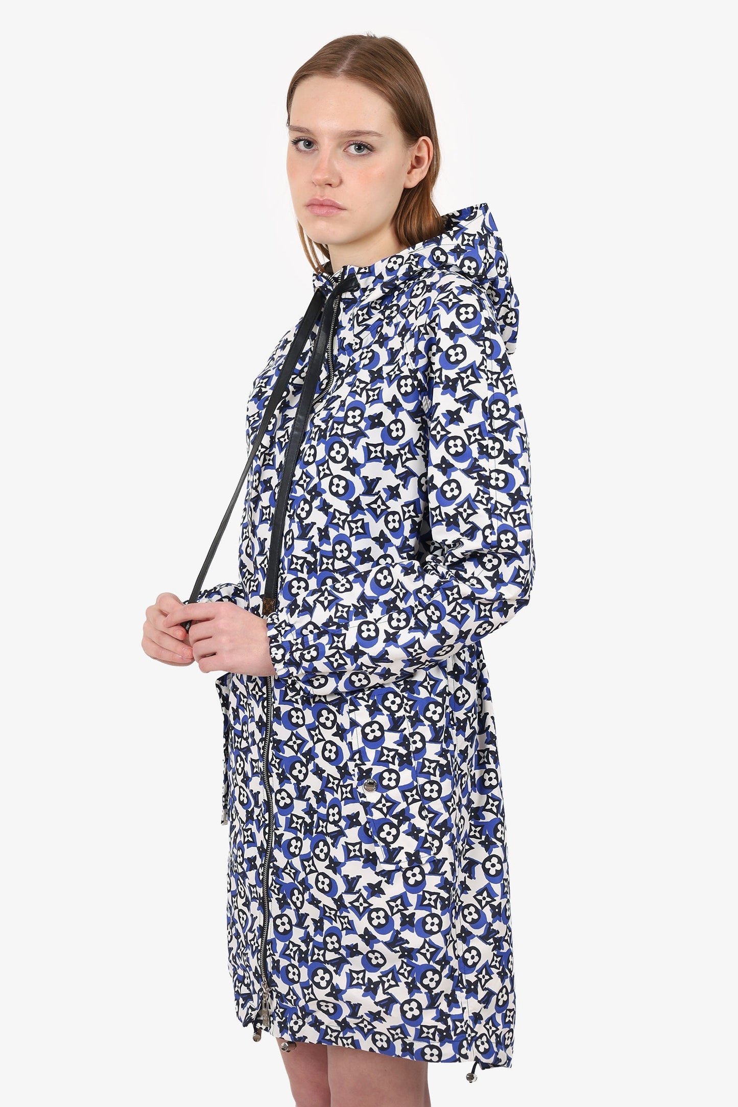 Louis Vuitton White/Blue Logo Rain Jacket Size 36