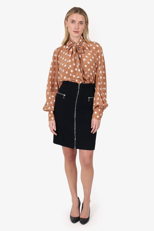 Louis Vuitton Black Wool Zip Detail Pencil Skirt Size 38