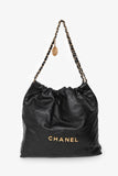 Chanel™ Black Lambskin Leather 22 Small Hobo Shoulder Bag GHW