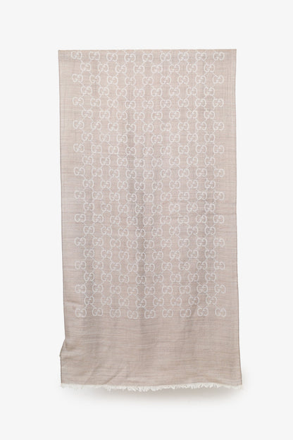 Gucci Taupe 'GG' Monogram Scarf