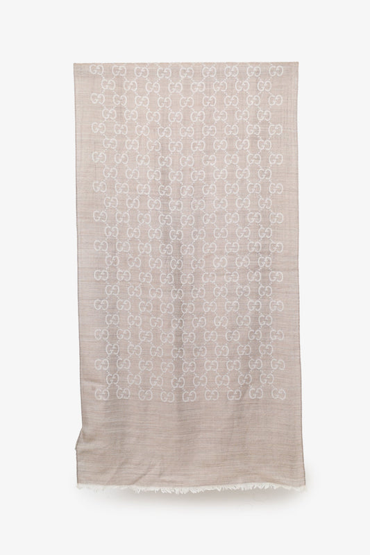 Gucci Taupe 'GG' Monogram Scarf
