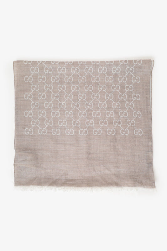 Gucci Taupe 'GG' Monogram Scarf