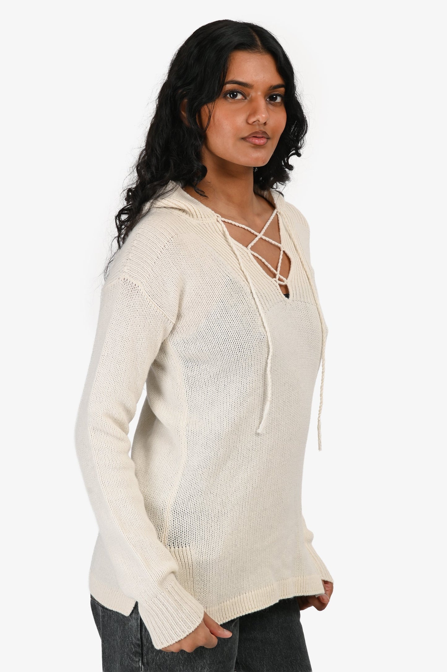 Christian Dior Cream/Navy Blue Cashmere Logo Sweater Size 4 US