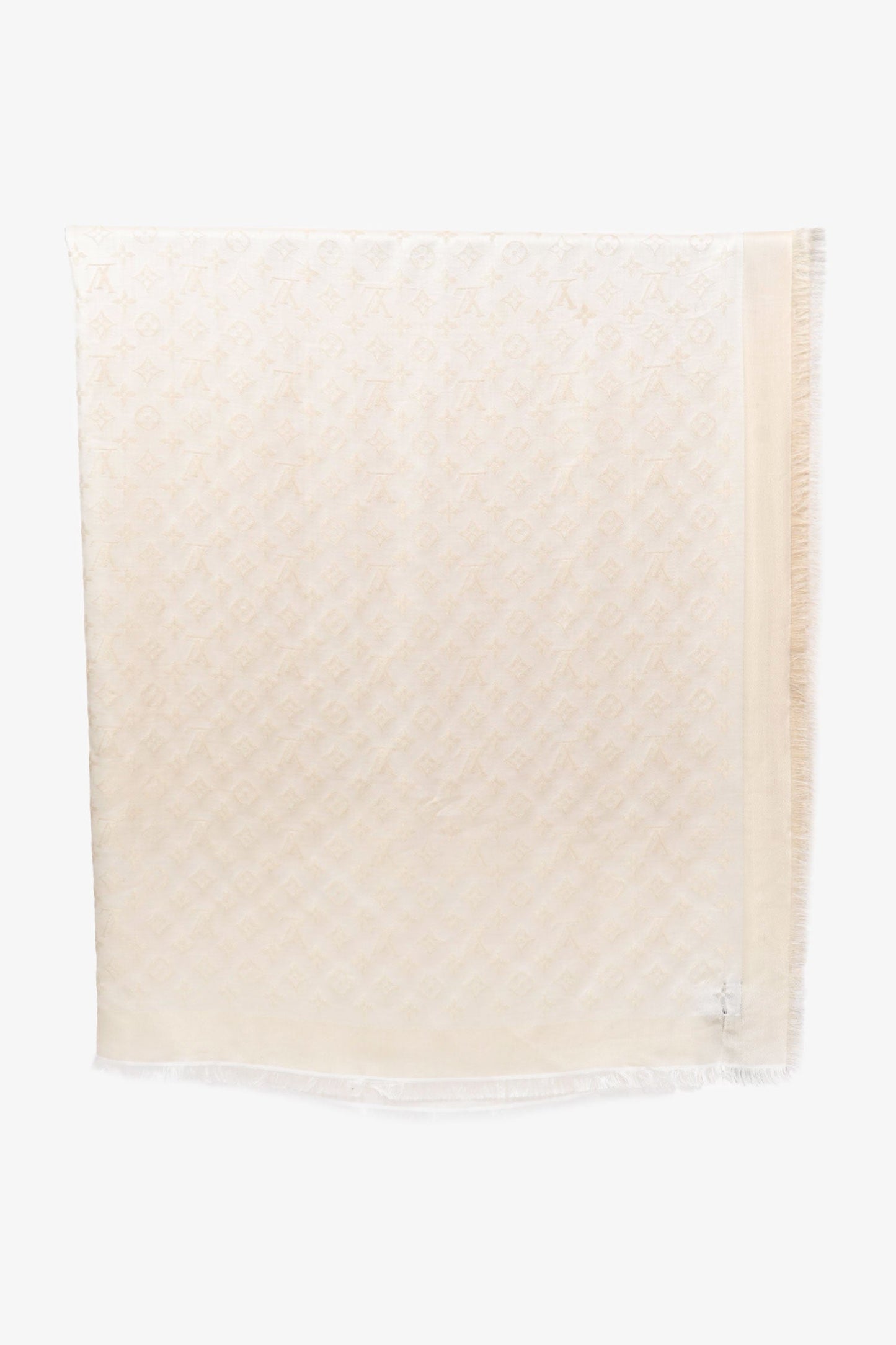 Louis Vuitton Cream Monogram Silk Scarf