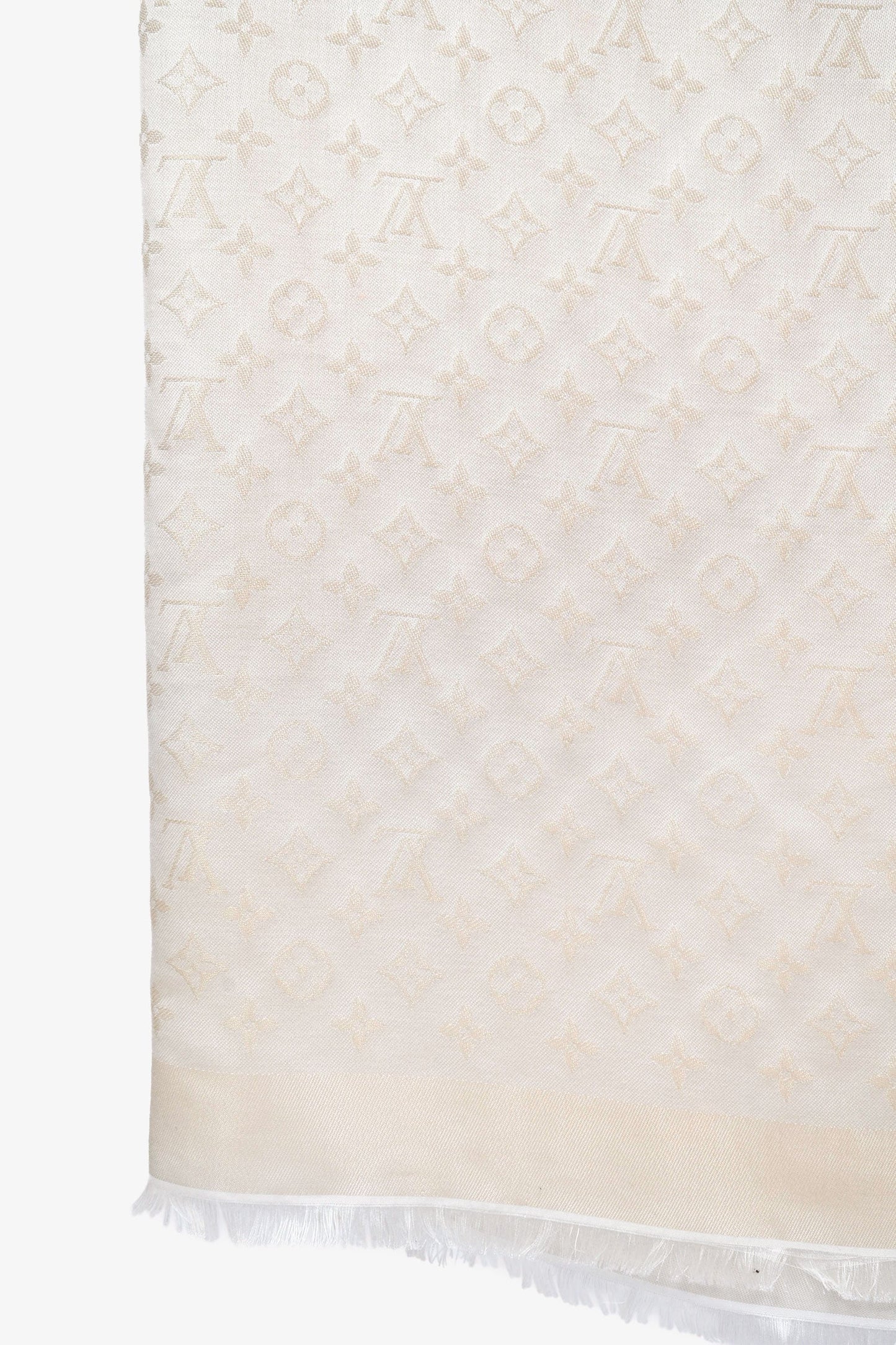 Louis Vuitton Cream Monogram Silk Scarf