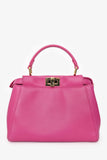 Fendi Fuchsia Leather Mini Peekaboo Top Handle Bag with Strap