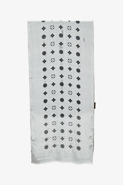 Louis Vuitton Black/White Silk Logo Scarf