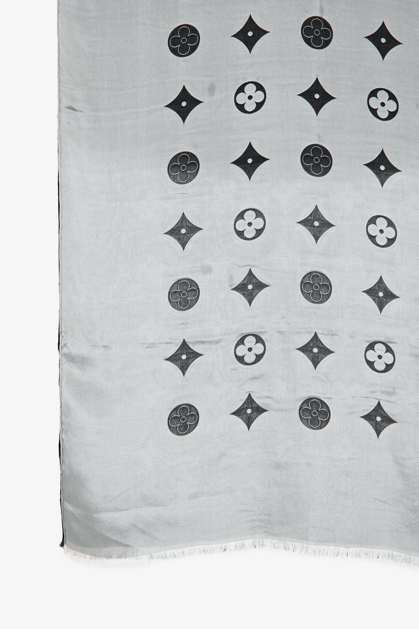 Louis Vuitton Black/White Silk Logo Scarf