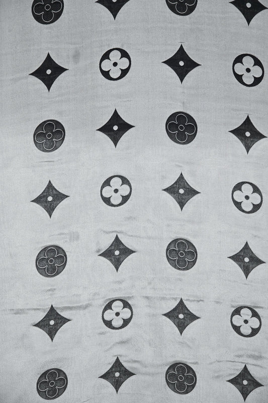 Louis Vuitton Black/White Silk Logo Scarf
