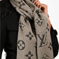 Louis Vuitton Taupe Monogram Wool/Silk Fringe Narrow Scarf