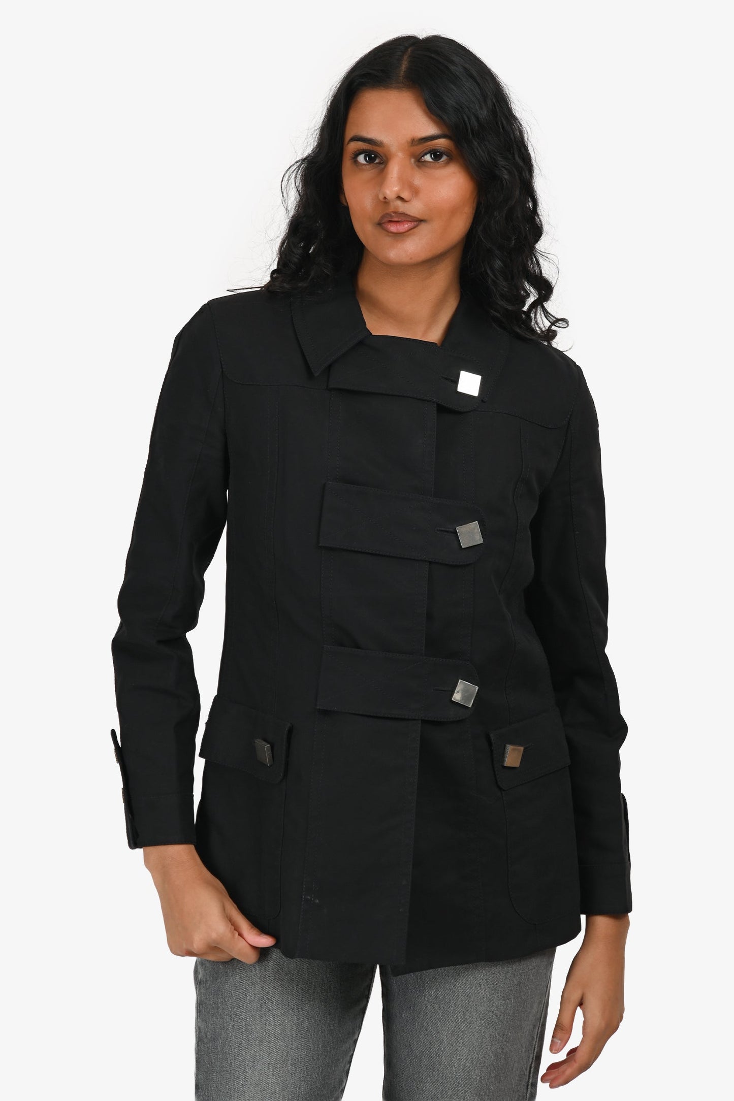 Louis Vuitton Black Cotton 3 Button Jacket Size 34