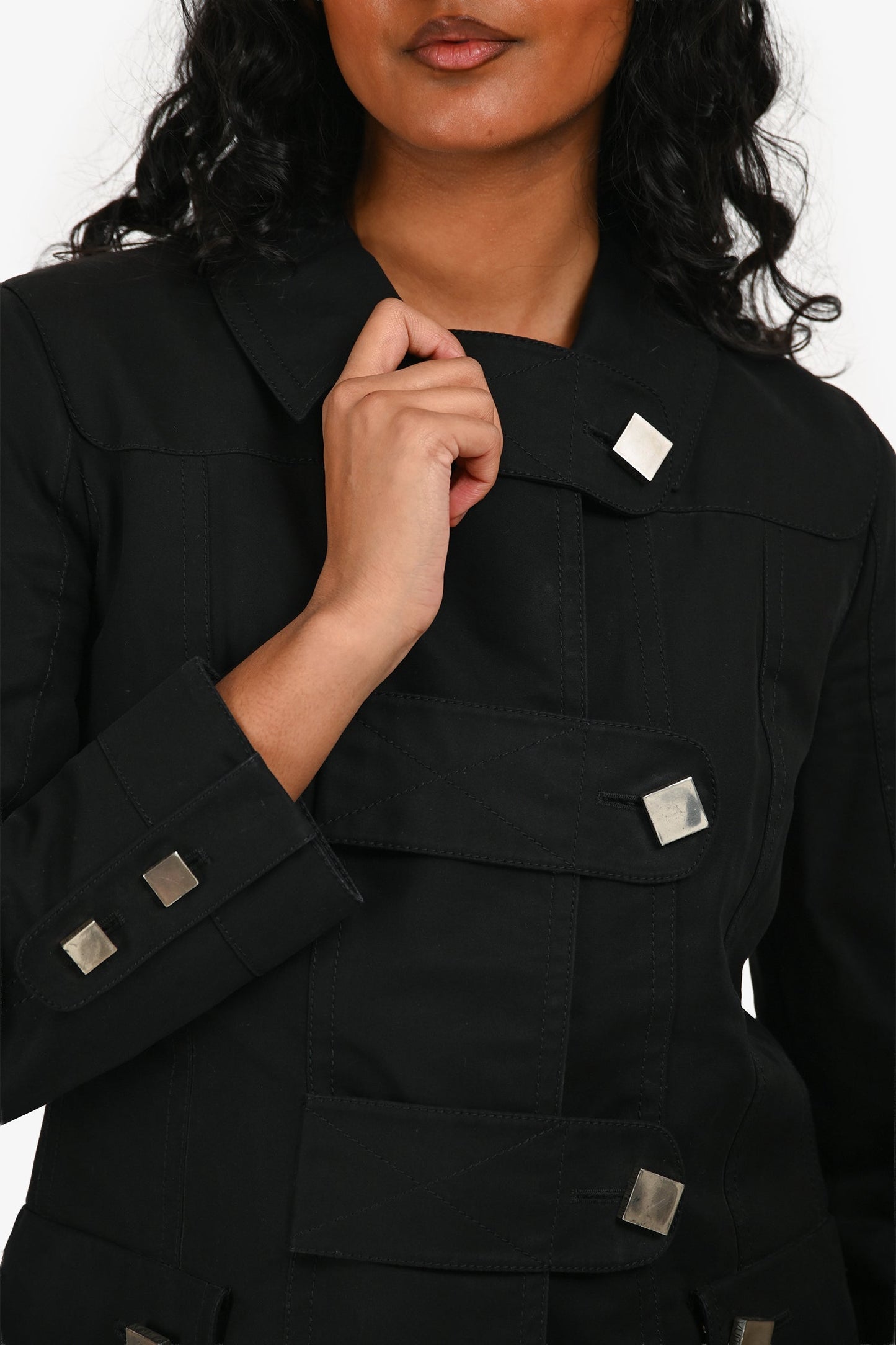 Louis Vuitton Black Cotton 3 Button Jacket Size 34