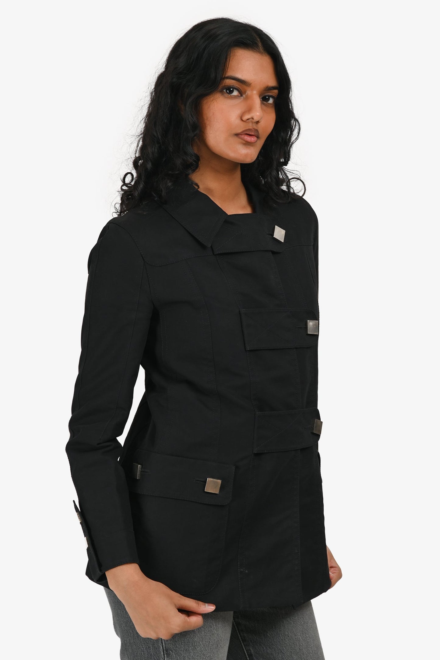 Louis Vuitton Black Cotton 3 Button Jacket Size 34