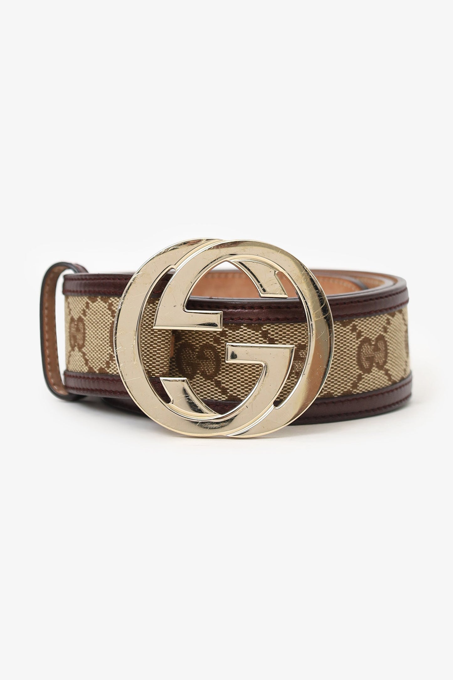 Gucci Brown 'GG' Monogram Belt Size 75