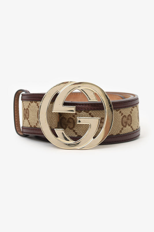 Gucci Brown 'GG' Monogram Belt Size 75