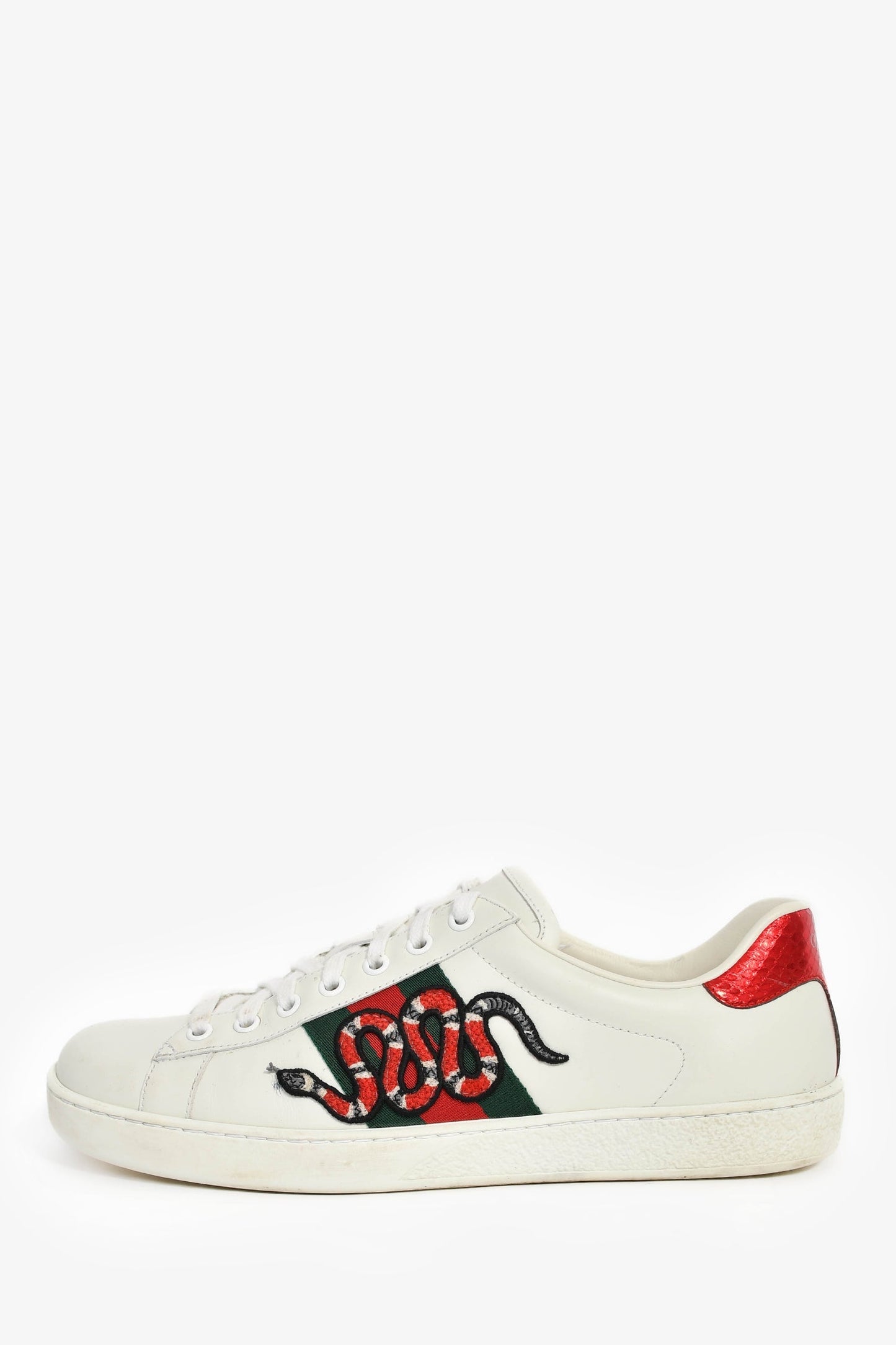 Gucci White Leather Web Ace Sneakers Size 7.5 Mens