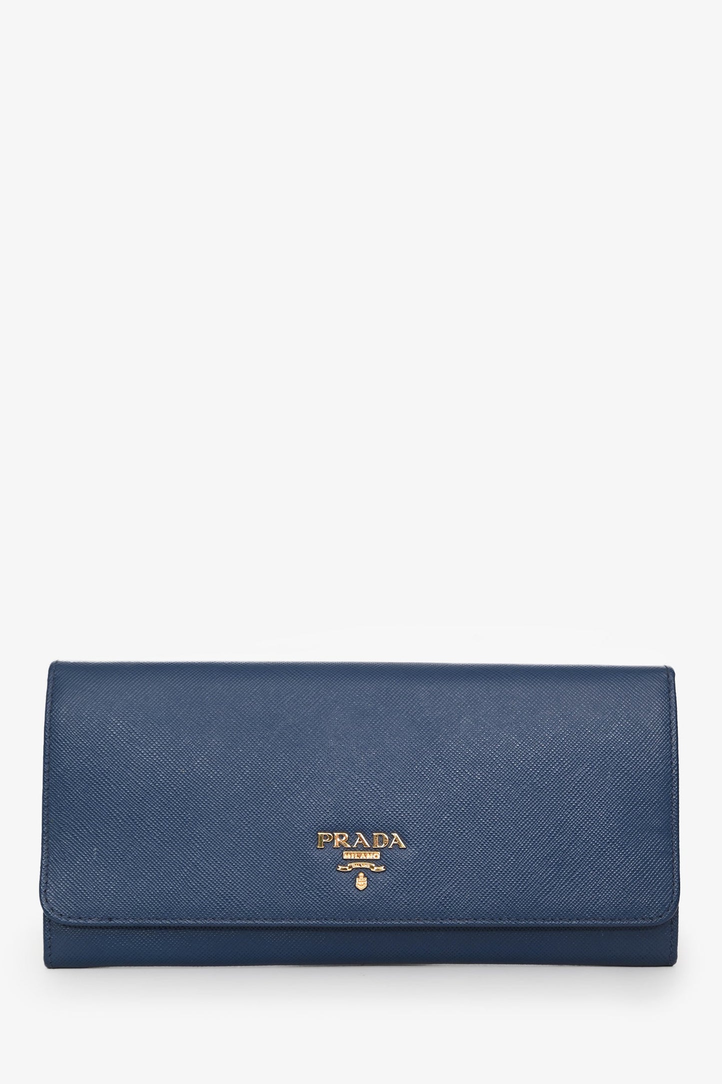 Prada 2013 Blue Saffiano Wallet On Chain