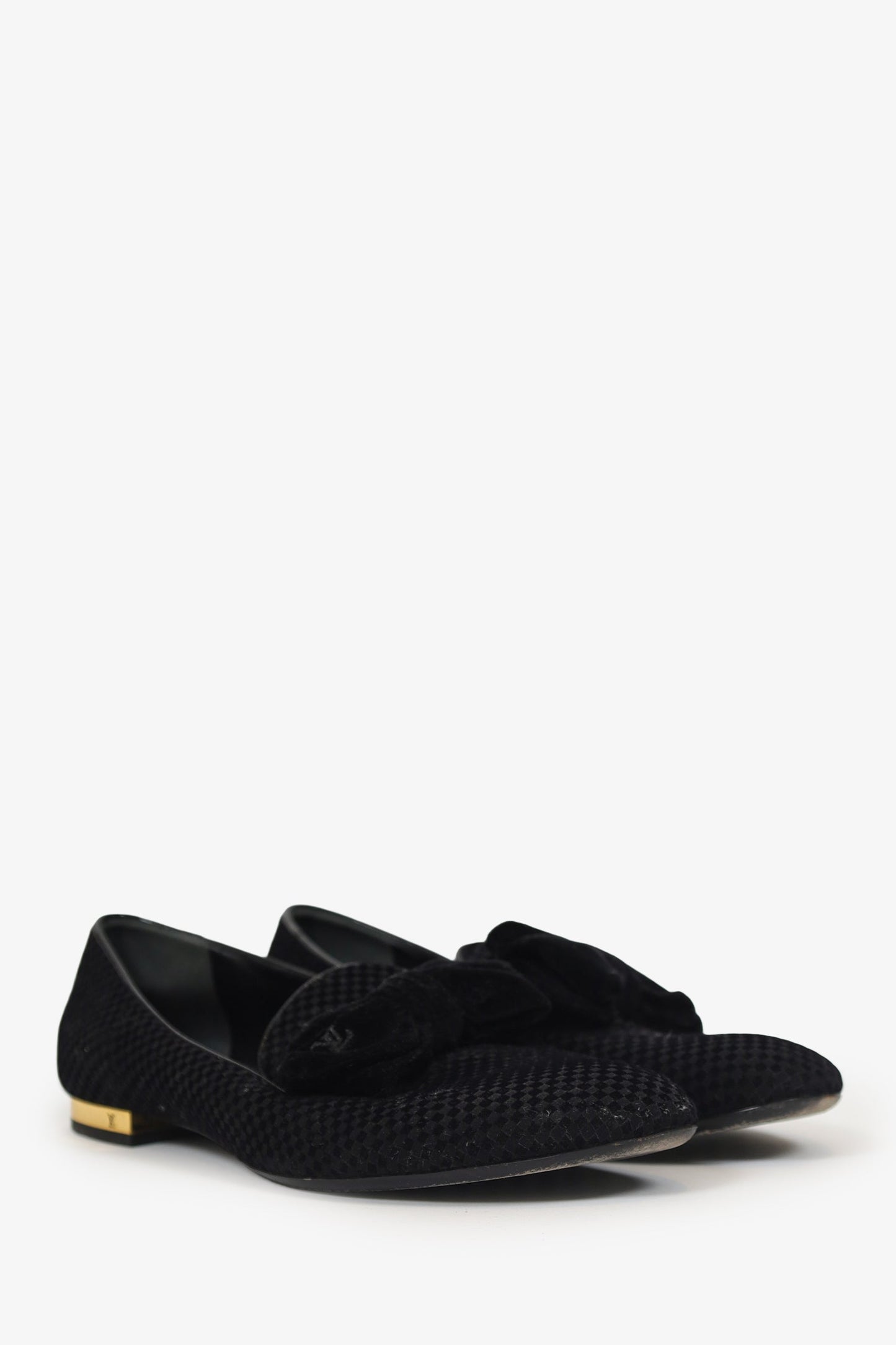 Louis Vuitton Black Velvet Bow Loafer Size 39