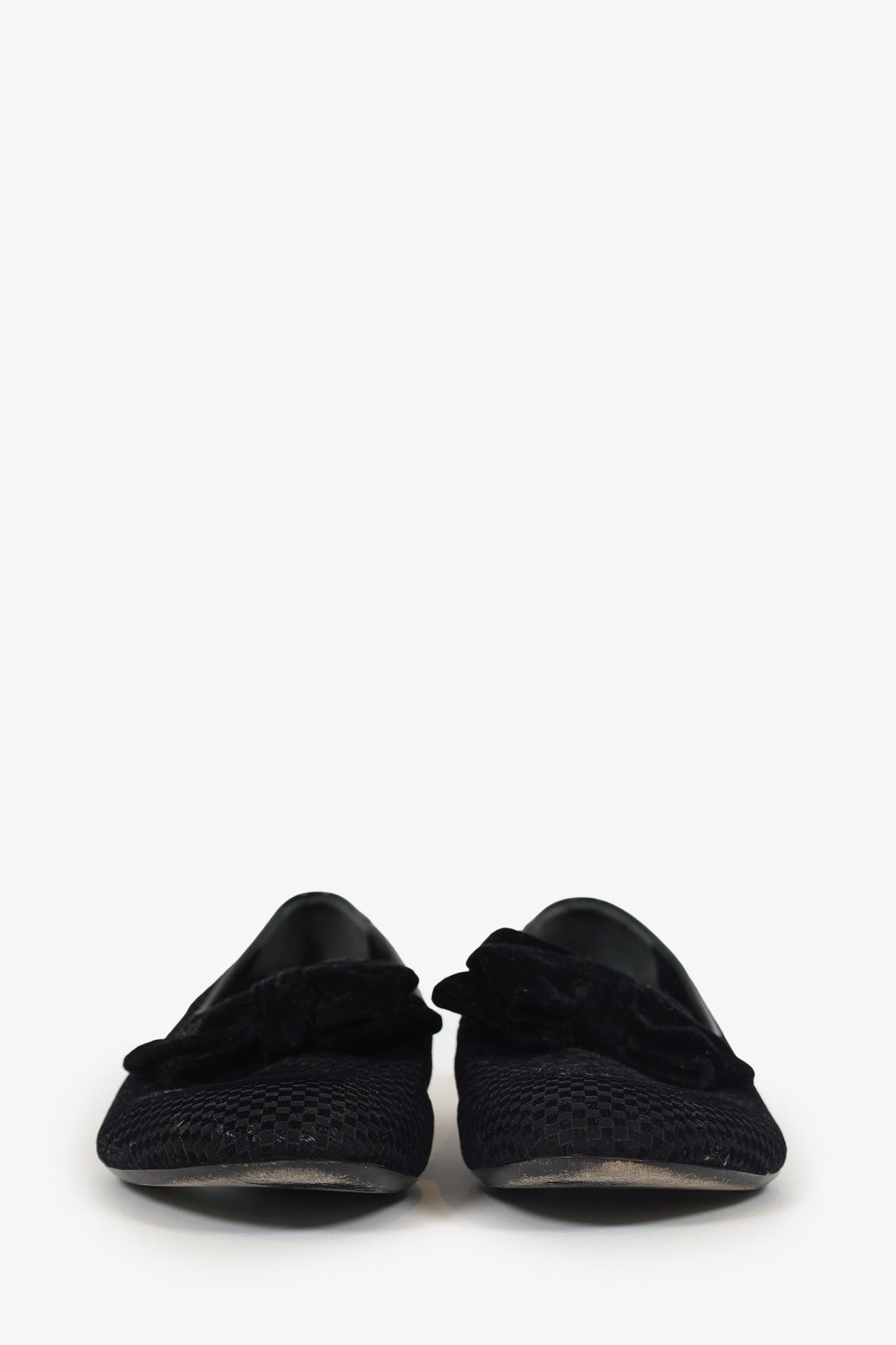 Louis Vuitton Black Velvet Bow Loafer Size 39