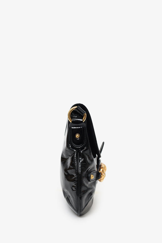 Gucci Black Patent Leather/GHW 'Wave'Bag