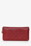 Gucci Burgundy Leather Guccissima Zip Around Wallet