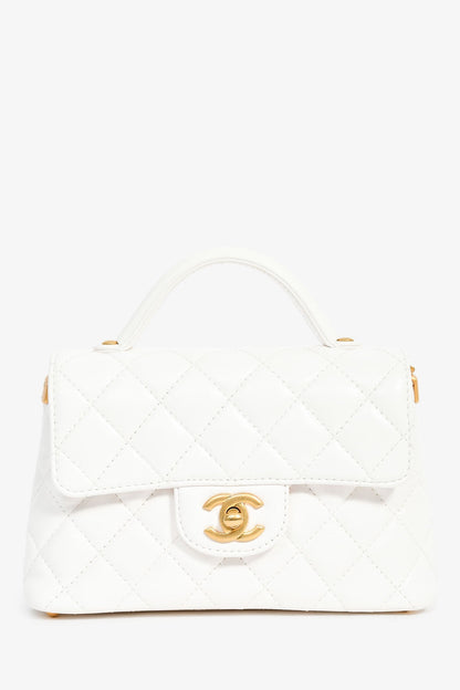 Chanel™ 2025 White Lambskin Mini Rectangle Top Handle