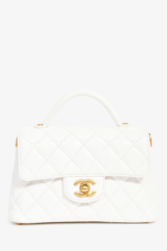 Chanel™ 2025 White Lambskin Mini Rectangle Top Handle