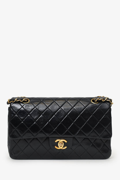 Chanel™ 2000/02 Black Leather Medium Double Flap Chain Bag With GHW