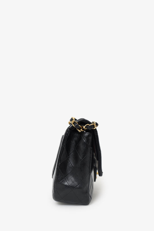 Chanel™ 2000/02 Black Leather Medium Double Flap Chain Bag With GHW