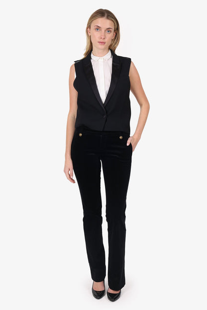 Gucci Black Velvet Straight Leg Tro rs Size 40