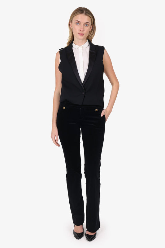 Gucci Black Velvet Straight Leg Tro rs Size 40