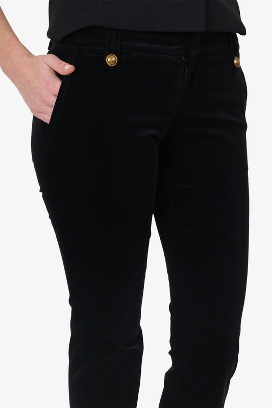 Gucci Black Velvet Straight Leg Tro rs Size 40